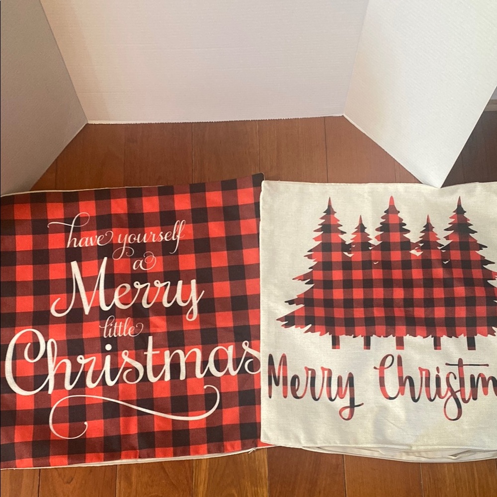 Buffalo Plaid Christmas trees Pillow Covers shams 19x19”
